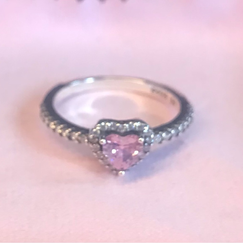 Sterling Silver Heart-Shaped ring with Pink CZ stone